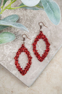 Baroque & Roll Cherry Red Glitter Earrings