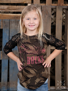 "CAMO & BUCKS" Girls Raglan
