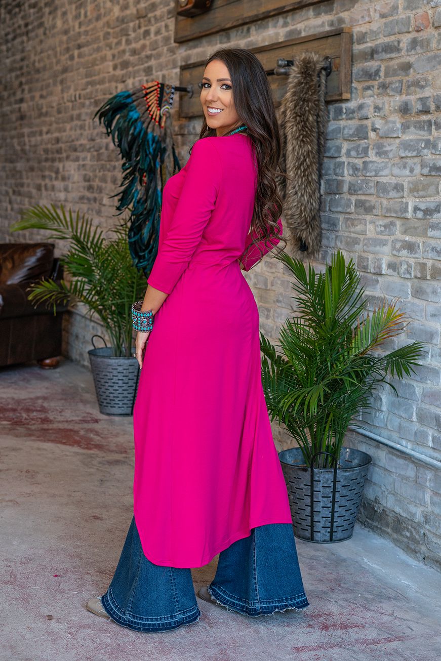 **PRE-ORDER** FUSCHIA SCOOP NECK HIGH LOW TUNIC
