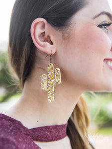 "GOLD GLITTER CACTUS" Earrings