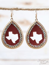 Load image into Gallery viewer, &quot;METALLIC GOLD TEXAS Cutout Teardrop&quot; Earrings
