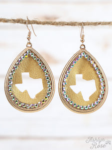 "METALLIC GOLD TEXAS Cutout Teardrop" Earrings
