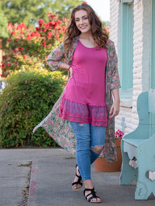 "ON A WHIM" FLORAL KIMONO-GREEN