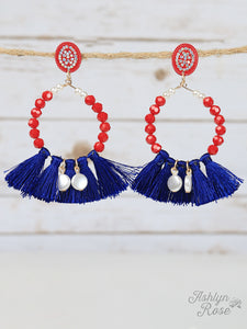 "RED, WHITE & BLUE PATRIOTIC TASSEL" Earrings