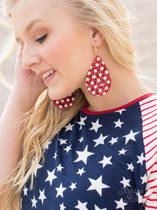 "STAR SPANGLED AND SPRAKLING" Earrings-Red Glitter