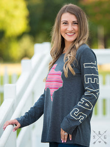 "SUNSET SERAPE" Charcoal Longsleeve Tee