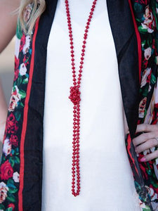 "THE ESSENTIAL 60 INCH WRAP NECKLACE LIPSTICK RED"