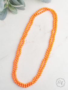 "THE ESSENTIAL 60 INCH WRAP NECKLACE" NEON ORANGE