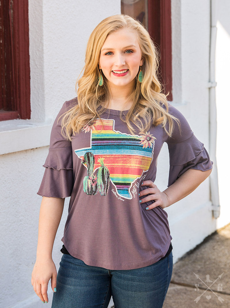 JUST LIKE HEAVEN DESERT SERAPE TEXAS RUFFLE SLEEVE